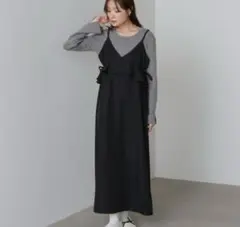 【選べるサイズ展開】ペプラムキャミワンピース　bab