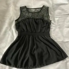 黒の刺繍ビーズノースリーブチュニック　お洒落