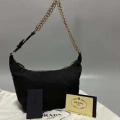 PRADA プラダ 三角プレート チェーン ハンドバッグ　アクセサリーポーチ 黒