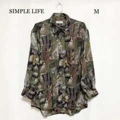 0205 SIMPLE LIFE 柄シャツ Mサイズ 総柄