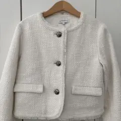 ホワイト ツイード風ジャケット 135サイズ