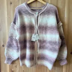 【新品タグ付き】GRL グラデーションニットカーディガン モヘア風 ピンク系