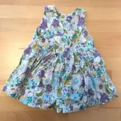 花柄 ノースリーブ Liberty花柄 ラップ風ワンピース 80(青系)のサムネイル