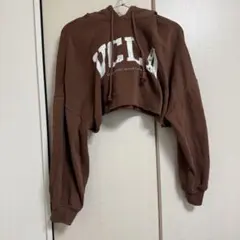 H&M UCLA クロップド丈 パーカー ショート丈 ブラウン フーディ