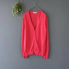 ユニクロ［L］美品　スーピマコットンVネックカーディガン　UV　長袖　ピンク