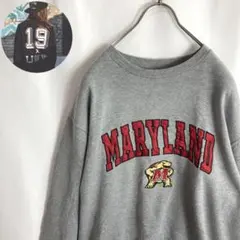 US古着 スウェット カレッジロゴ メリーランド大学 キャラクター 灰色 2XL