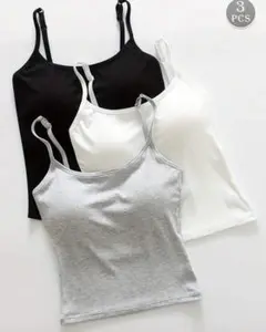 SHEIN キャミソールブラトップ 3枚セット 黒・白・グレー