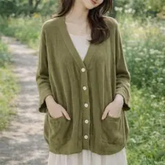 ローリーズファーム［F］ナチュラル◎ゆったり◎サイドスリット◎ニットカーディガン