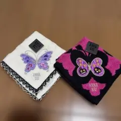 ANNA SUI 蝶と花のタオルハンカチ2枚セット