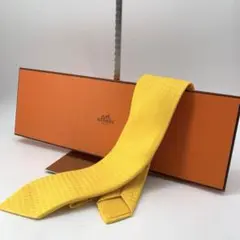 美品✨️エルメス ネクタイ ファソネ H柄 黄 イエロー シルク 箱付き