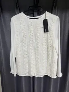 ⭐︎未使用⭐︎INDIVI ホワイト レース デザイン 長袖 シャツ