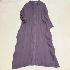 08mab リネン100% ボリュームタックロングワンピース 黒 シェルボタン 08mab リネン100% ボリュームタックロングワンピース 黒 シェルボタン