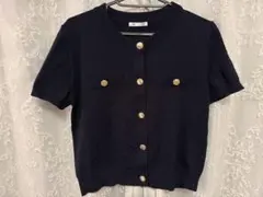 GU ネイビー 半袖ニットカーディガン