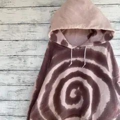 古着 ノーブランド パーカー タイダイ スクリュー ブリーチ 派手 斬新 茶色