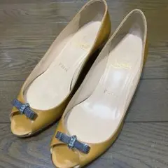 ルブタン パンプス イエローベージュ リボン 34.5
