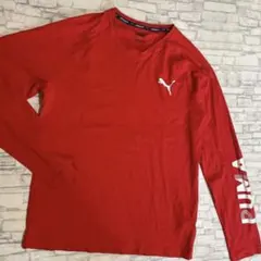 入手困難✨プーマ　PUMA ロゴ　長袖　Tシャツ　ロンT レッド　メンズ　M