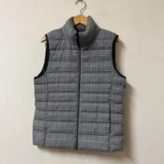 美品 ユニクロ　ウルトラライトダウンベスト　千鳥格子柄ダウンベスト M