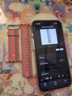 純正美品apple watch ウーヴェンナイロンバンド　レッド　ストライプ