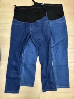 マタニティ ハイウエストデニムパンツM2枚セット