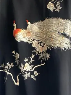 上質豪華黒留　細密孔雀刺繍 ノースリーブ チュニック ブラックのサムネイル