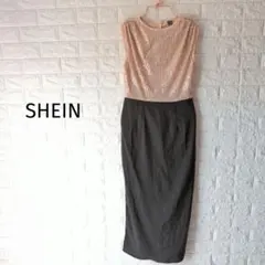 SHEIN　シーイン　レディース上品華やかスパンコールドレス切替ロングワンピース