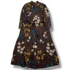 【美品】45R 二重織のカントリーフラワー ドレス ワンピース 名作のサムネイル