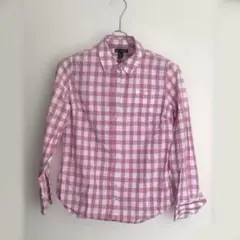 GAP ギャップ ギンガムチェックシャツ 長袖 ピンク XSサイズ 綿100%のサムネイル