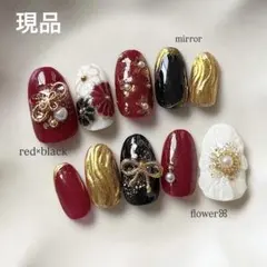 ぷっくりフラワー　マグネット　ボルドー　水引き　うねうね　成人式　振袖 2026年冬トレンド水引のネイルデザイン集｜人気順｜ホットペッパー