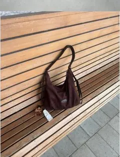 ダークブラウン スエード ショルダーバッグ