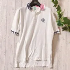 J.PRESS GOLF 半袖ポロシャツ M 星柄襟 刺繍ロゴ 白のサムネイル