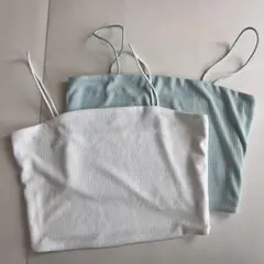 【2点セット】クロップドキャミトップ（ホワイト・ミント）