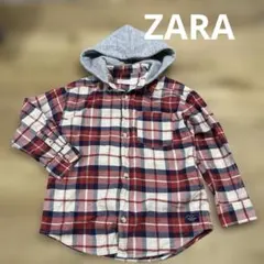 ZARA ザラ　チェック柄フード付きシャツ 6歳116cm