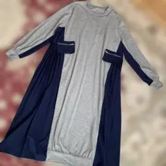 グレーとネイビーのカジュアルワンピース