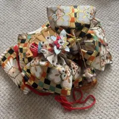 七五三 結び帯 作り帯 金彩 菊 市松模様