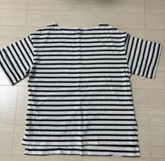 GLOBAL WORK ホワイト/ブラックストライプ Tシャツ S