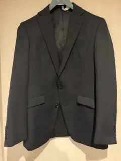 黒 ストライプ ビジネススーツ