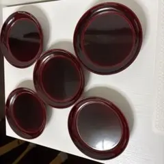 会津塗　椿皿　5枚セット 木箱付き