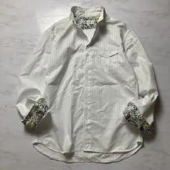 ムッシュニコル 長袖シャツ 52 白 花柄切替 コットンのサムネイル