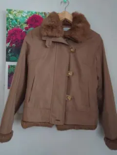 天然ファー付半コート超美品