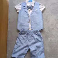 水色 フォーマルスーツ ボウタイ付き 120cm