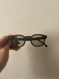 Zoff ブラック ラウンド型メガネ ケース付き