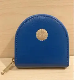 皇居　馬蹄形 財布　小銭入れ　金色の菊の御門 青　ブルー　コインケース