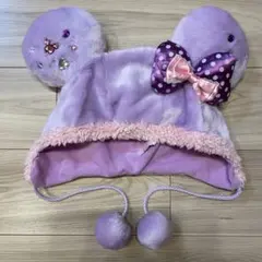 値下中[希少]ディズニー ミニー ファンキャップ ドット リボン パープル