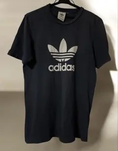 【adidas アディダス Tシャツ サイズM ネイビー トレフォイルロゴ】