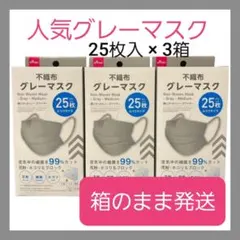 ダイソー★人気グレーマスク★25枚×3箱★ふつうサイズ★即日発送★箱のまま配送①のサムネイル