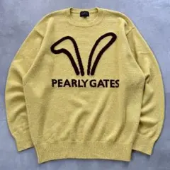 パーリーゲイツ うさぎ耳 パイルニット マスタードカラー ゴルフ【サイズ3】