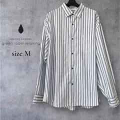 【美品】green label relaxing ストライプシャツ M　メンズ