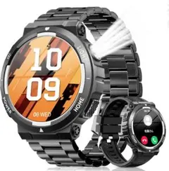 25【新品】スマートウォッチ　Bluetooth　懐中電灯　大画面　GPS