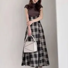 【新品】GRL チェック柄バックレースアップワンピース rut934