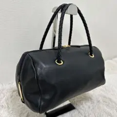 ungaro ハンドバッグ ミニボストン ブラック 編み込み ゴールド金具 本革のサムネイル